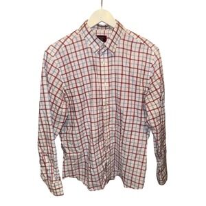 UNTUCKit Mens Large Red Blue Plaid Long Sleeve Button Down Casual Shirt‎